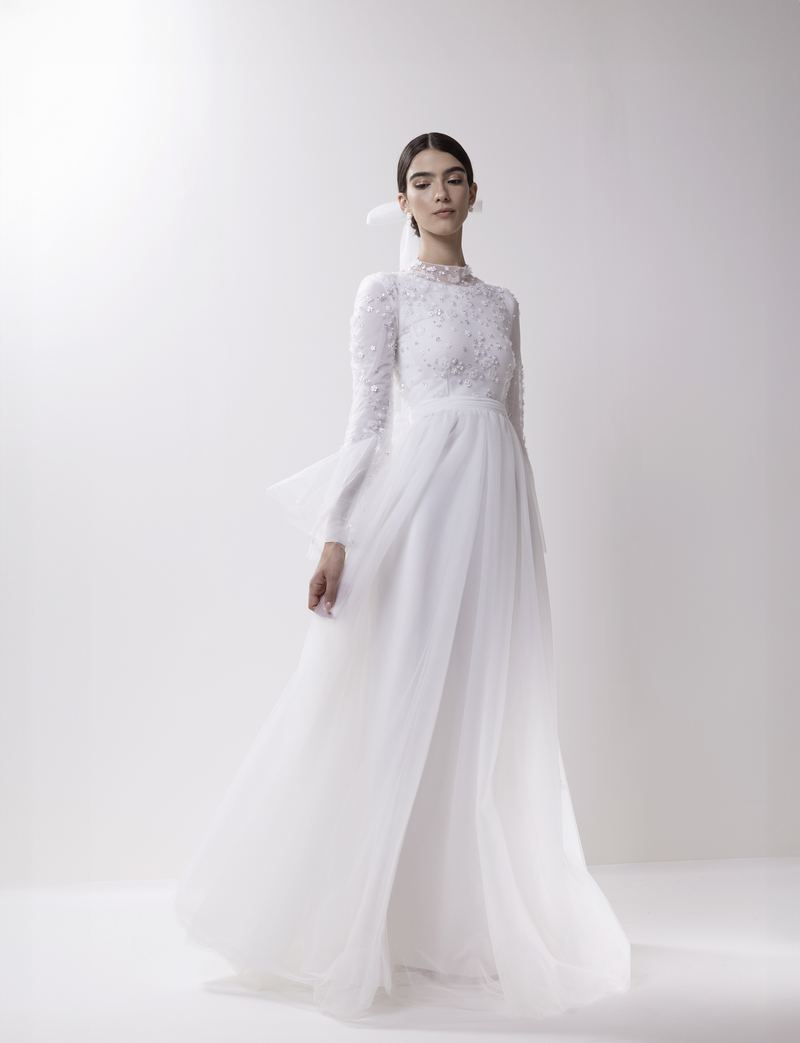 Starlit Tulle — embellished bodice with airy tulle skirt